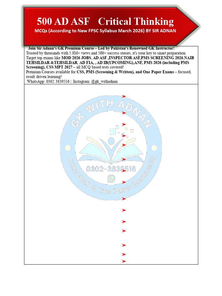 500 AD ASF - Critical Thinking | PDF | Planets | Analogy