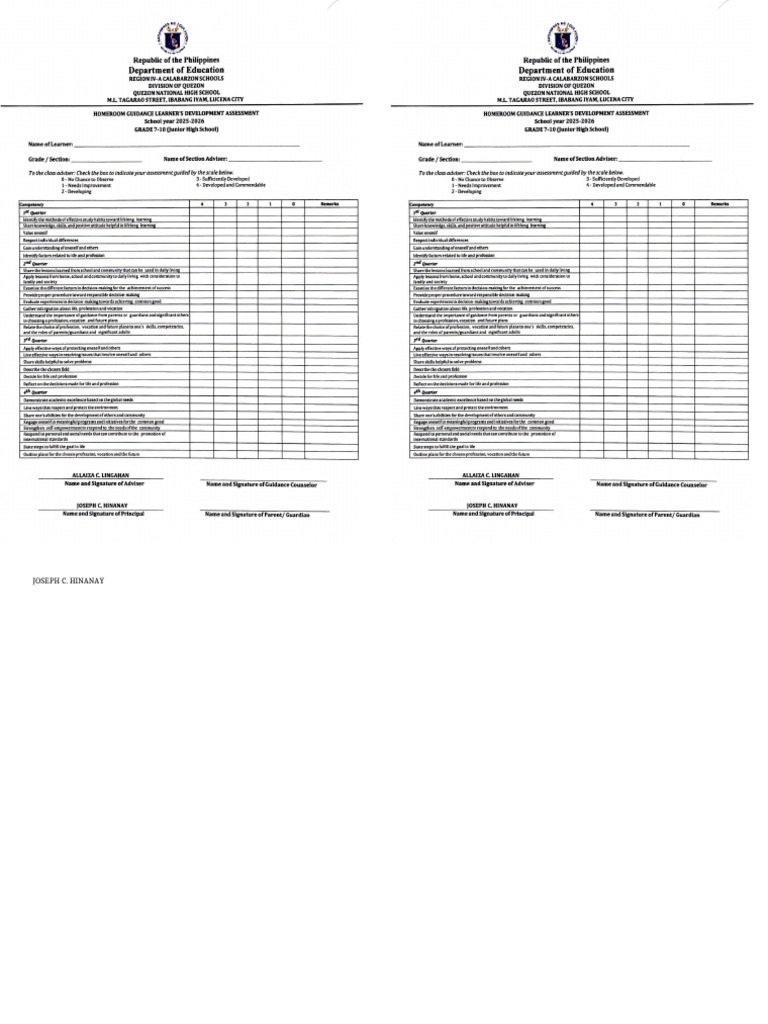 HGP-Form-JHS-2025-2026 | PDF