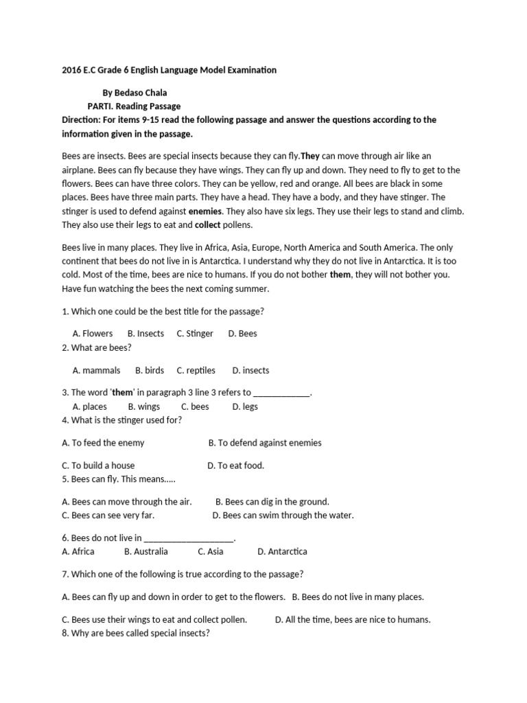 Grade 6 English Worksheet | PDF
