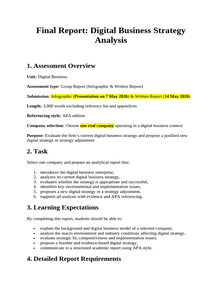 Digital Business Unit_Final Report (2) | PDF | Strategic Management ...