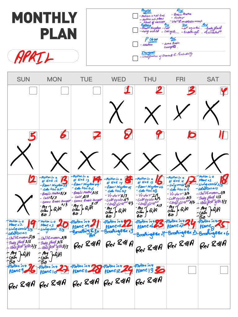 Monthly Plan(April) | PDF