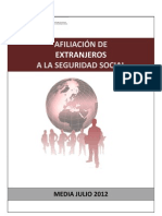 Afiliación de extranjeros a la Seguridad Social - Julio 2012