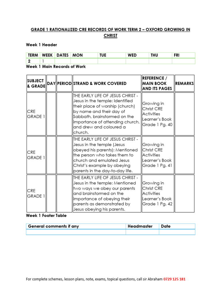 Grade 1 Rationalized Cre Term 2 Records of Work 2026 Oxford Growing in ...
