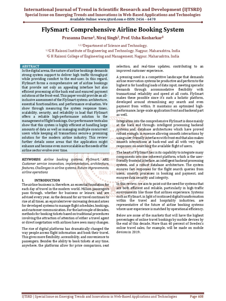 FlySmart Comprehensive Airline Booking System | PDF | Databases ...