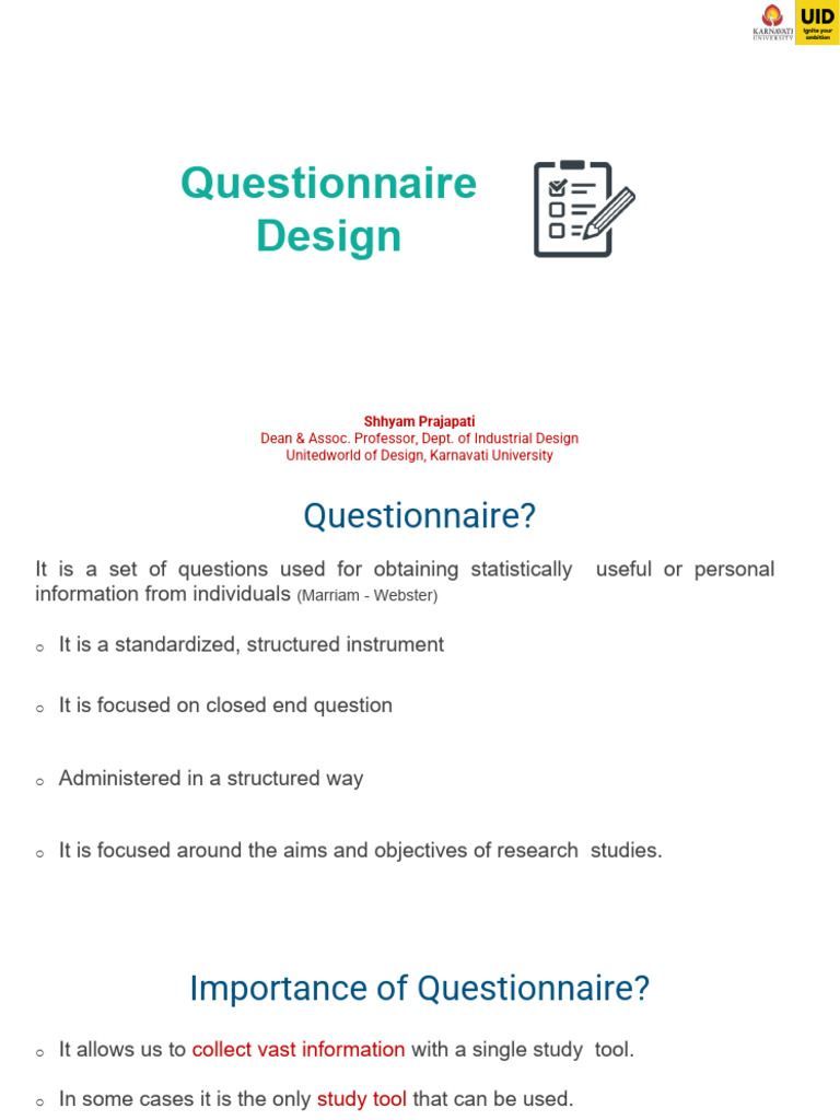 Questionnaire Design Shhyam Jul20 | PDF | Questionnaire