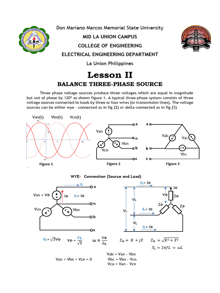 Lesson II - Balance Three Phase Source | PDF | Electrical Impedance ...