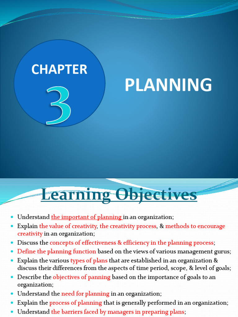 Chapter 2 Planning | PDF | Goal | Strategic Planning