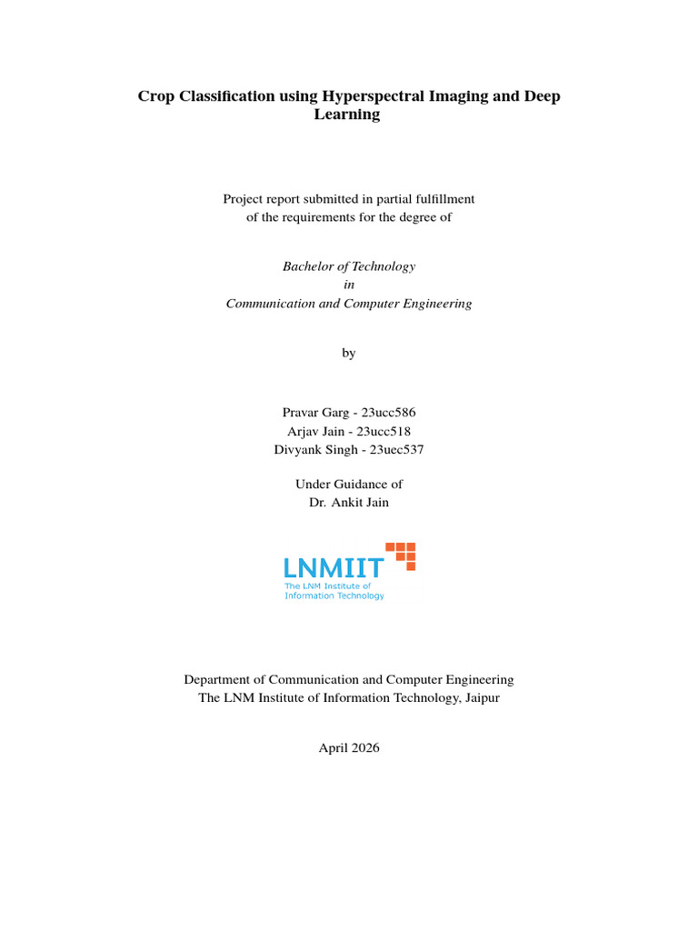 Crop Classification BTP | PDF | Remote Sensing | Machine Learning