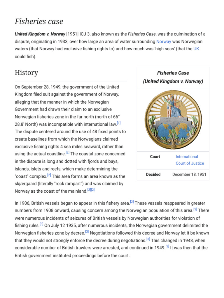 Fisheries case - Wikipedia | PDF | Territorial Waters