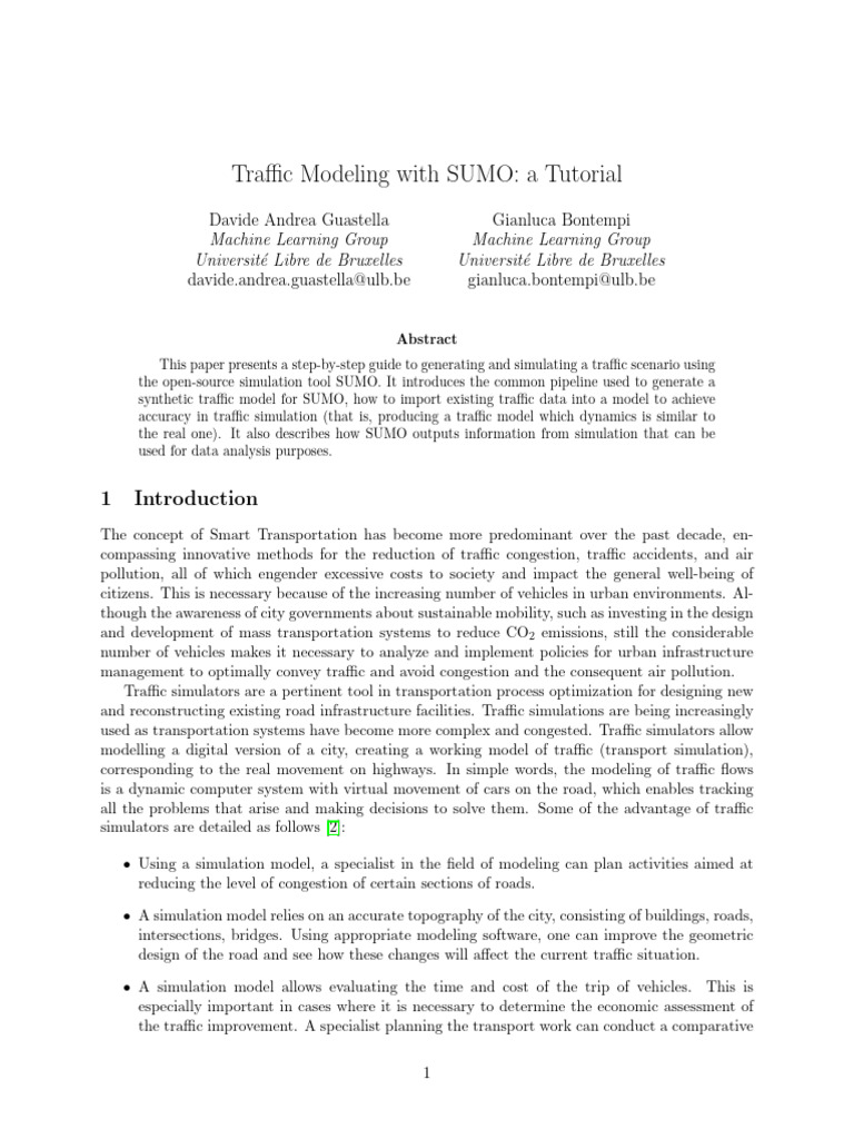 Traffic Modeling With SUMO a Tutorial | PDF | Simulation | Traffic
