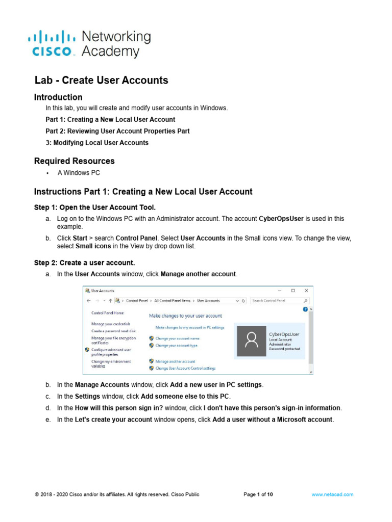3.3.10 Lab Create User Accounts | PDF | Computer Security | Security