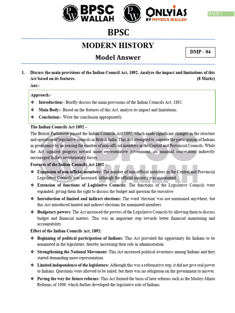 DMP Modern History 04 - Mains Answer Sheet | PDF | Decision Making ...