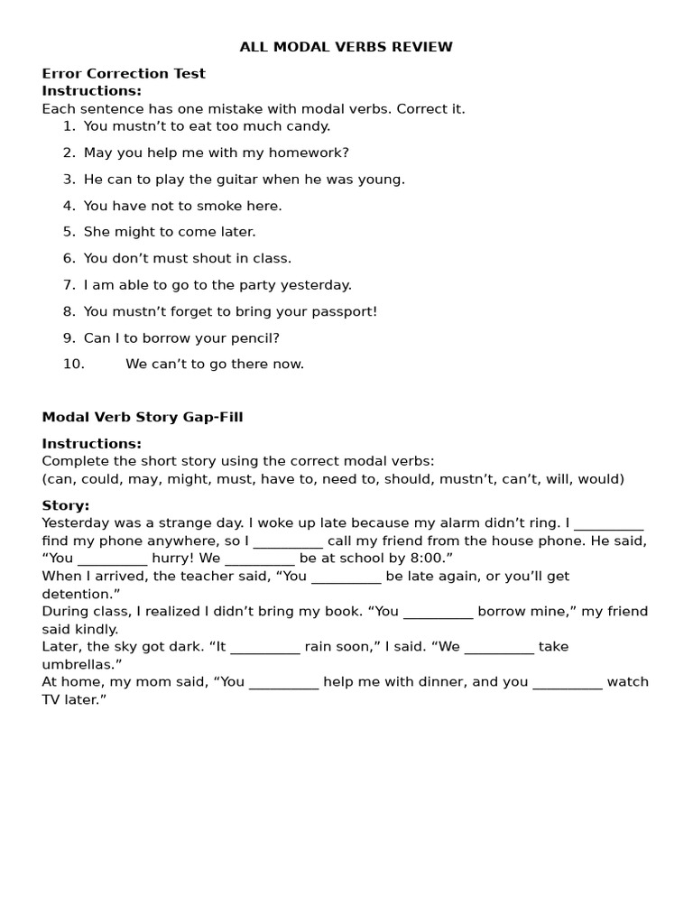 All Modal Verbs Review | PDF