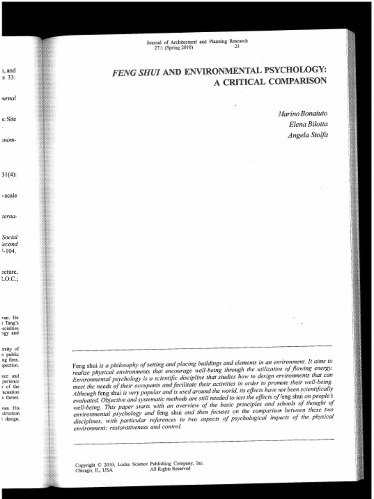 Bonaiuto & Stolfa 2010 [Feng Shui] | PDF