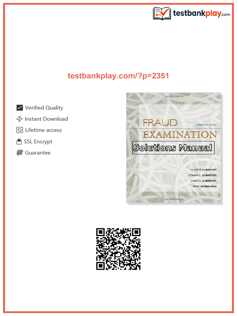 Fraud Examination 3rd Edition Albrecht Solutions Manual download full chapters | PDF ...