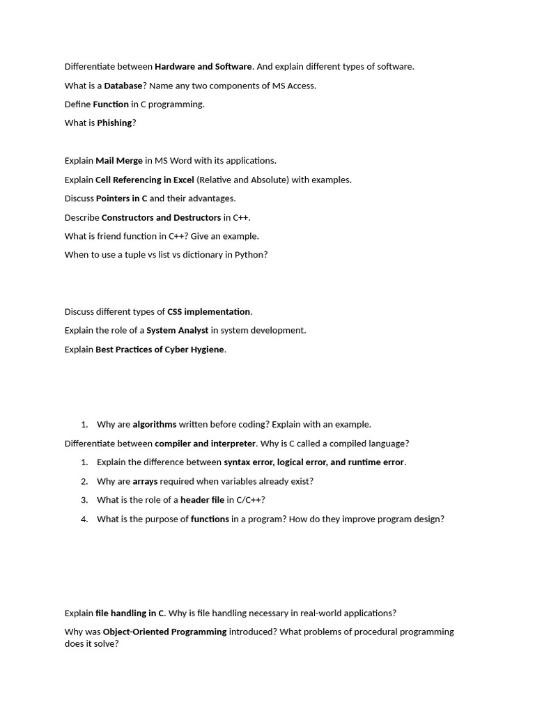 Differentiate Between Hardware and Software | PDF