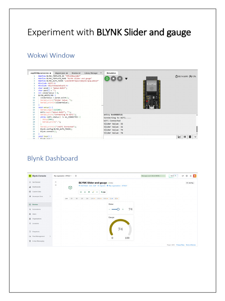 Blynk Slider and Guage | PDF