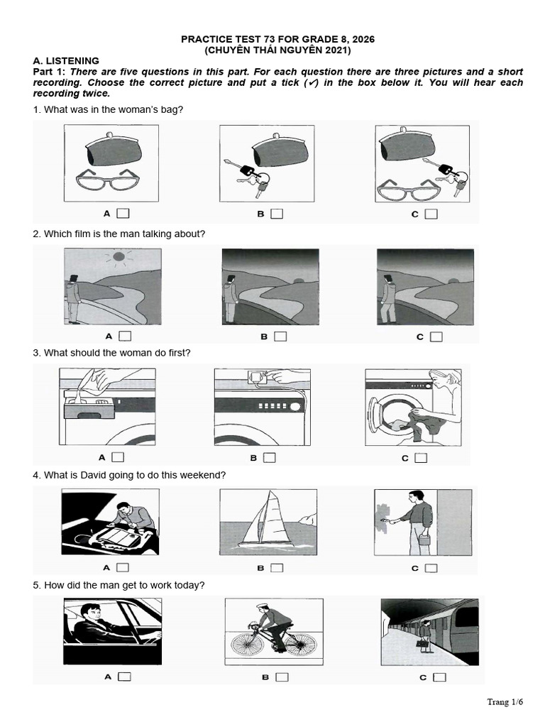 Practice Test 73 For Grade 8, 2026 | PDF