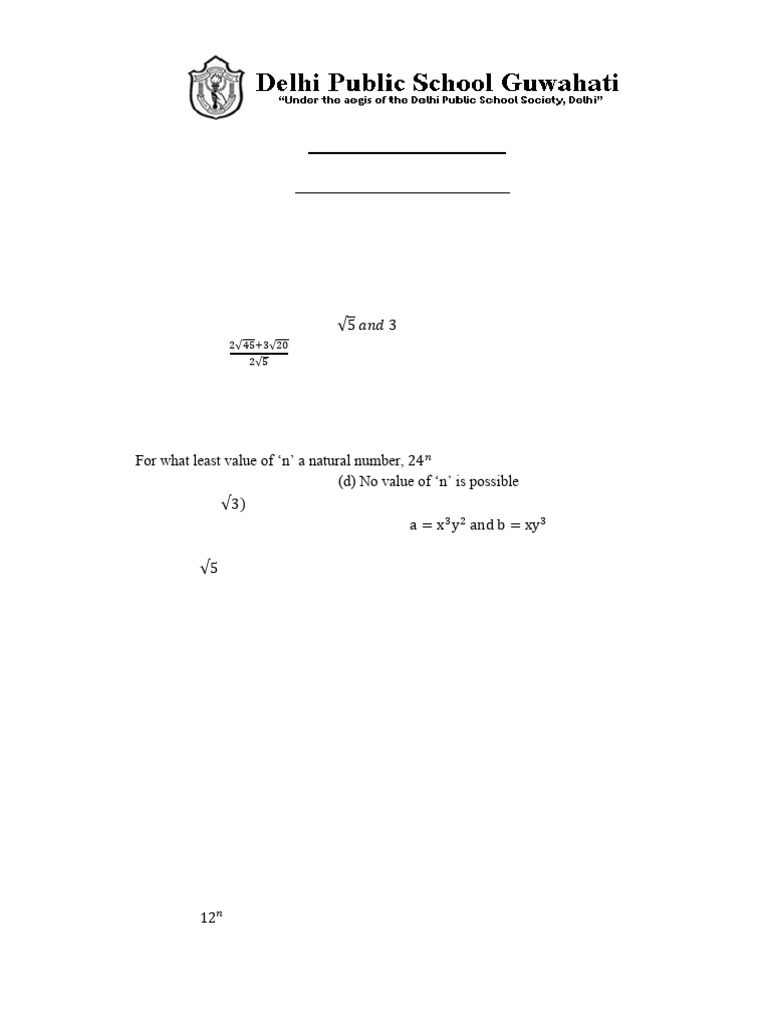 Maths Revision Questions for PT-I(X) | PDF | Numbers | Prime Number