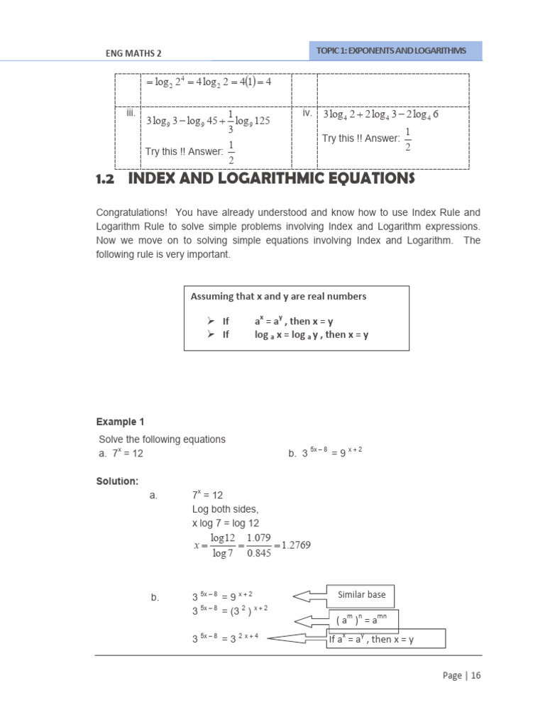 Nota log part 2 | PDF | Logarithm | Mathematical Objects