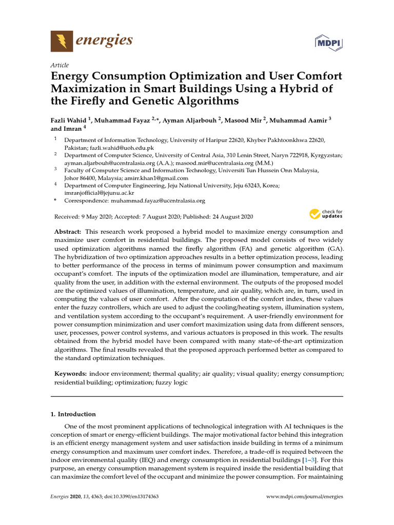 Energy Consumption Optimization and User Comfort Maximization in Smart ...