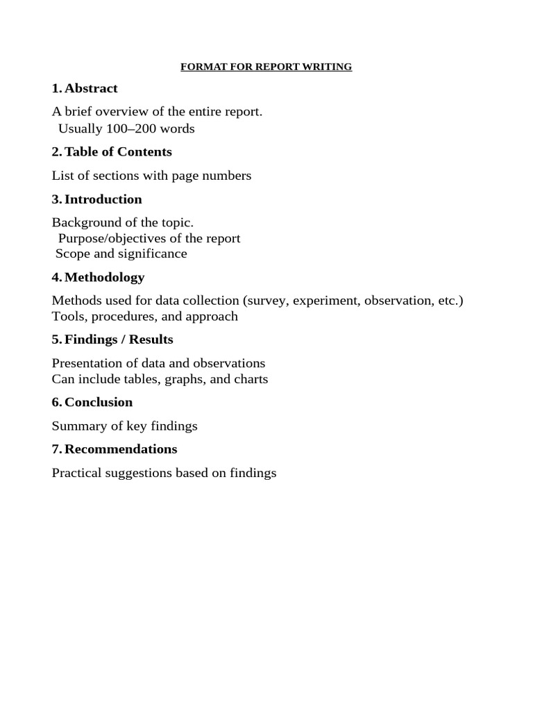 Format For Report Writing | PDF