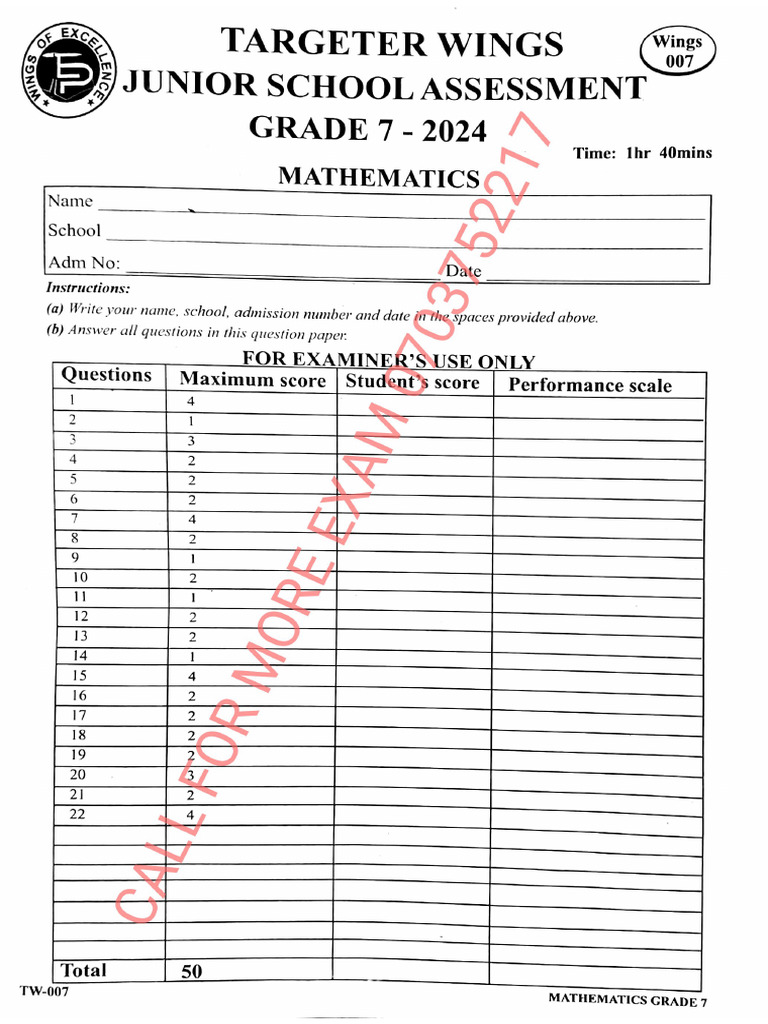 Tws 007 Grade 7 Maths | PDF