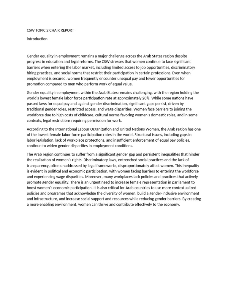CSW TOPIC 2 CHAIR REPORT | PDF