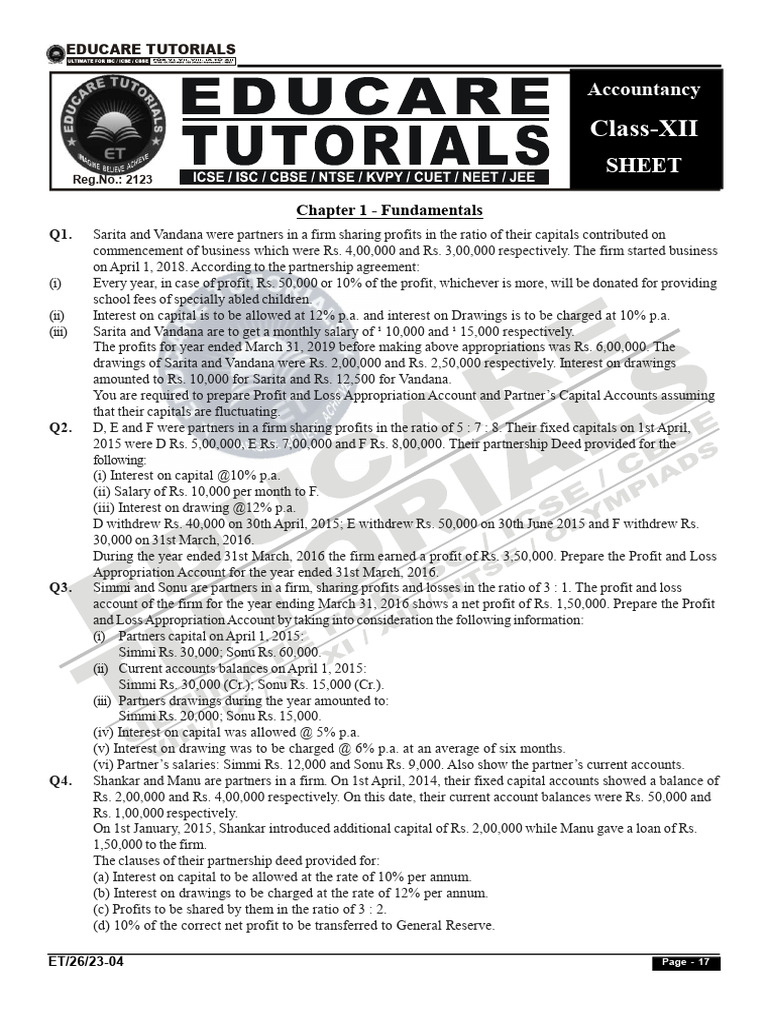 Fundamentals 12 Sheet | PDF | Partnership | Interest