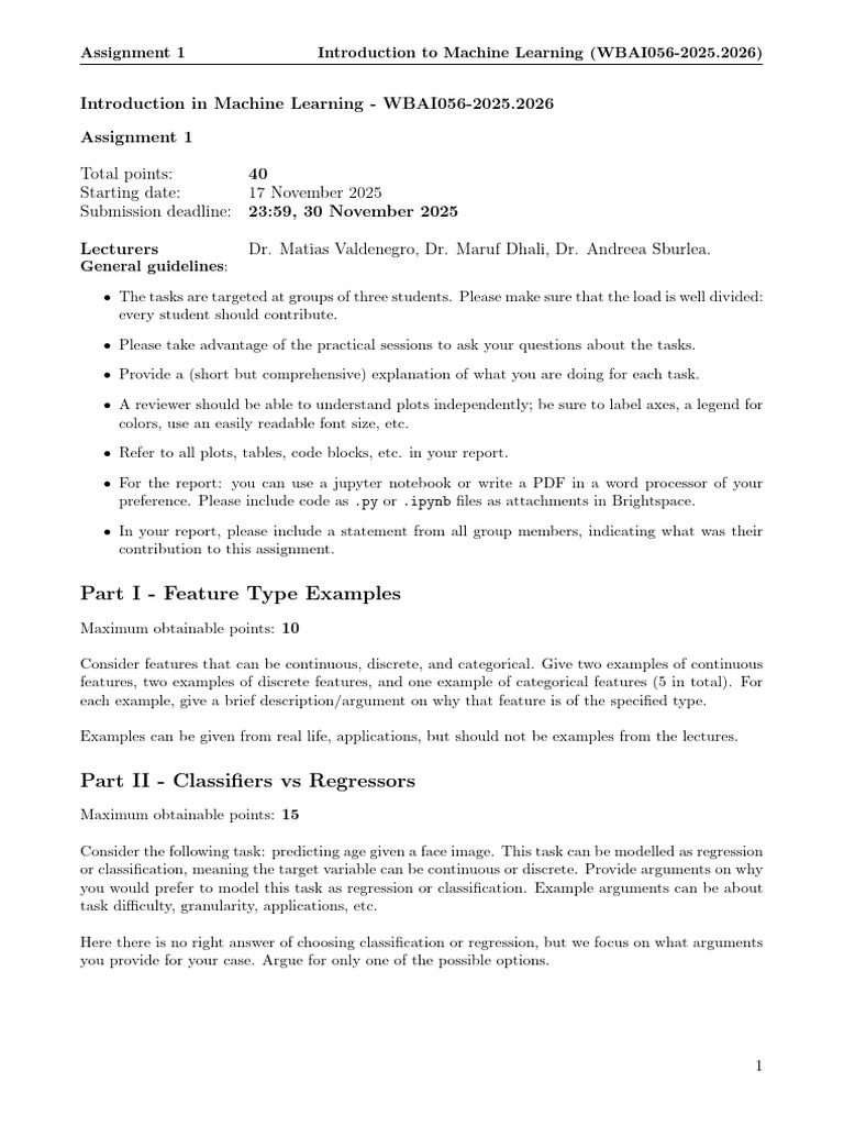 assignment_1 | PDF | Statistical Classification | Regression Analysis