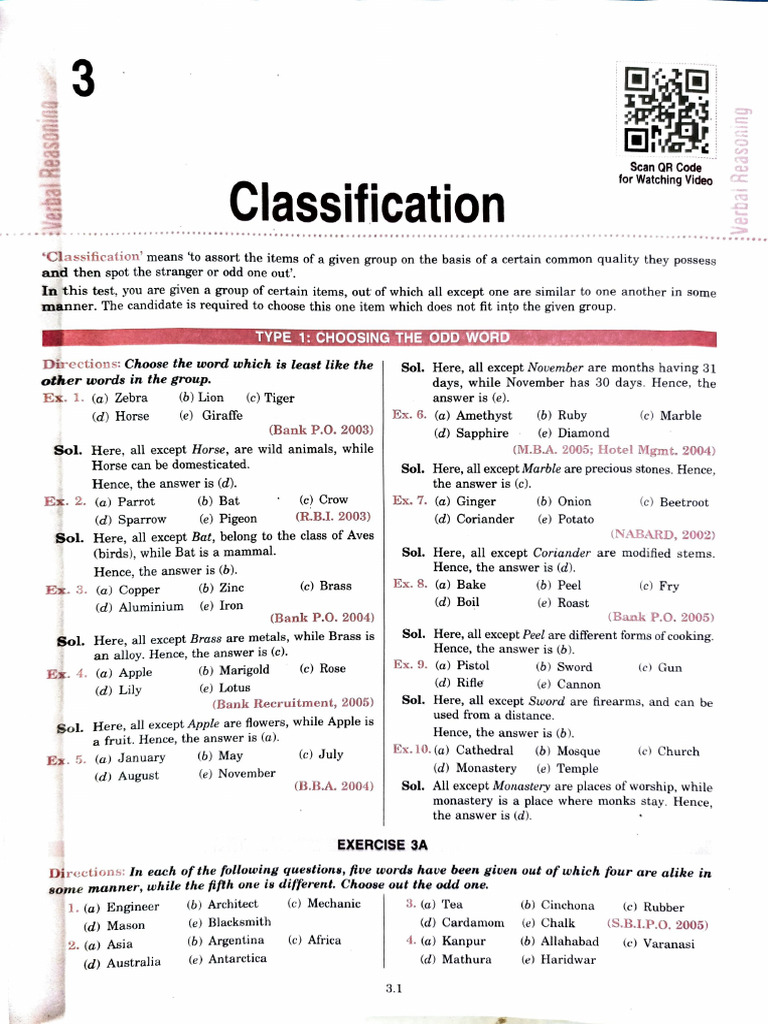 Classification Practice Set | PDF