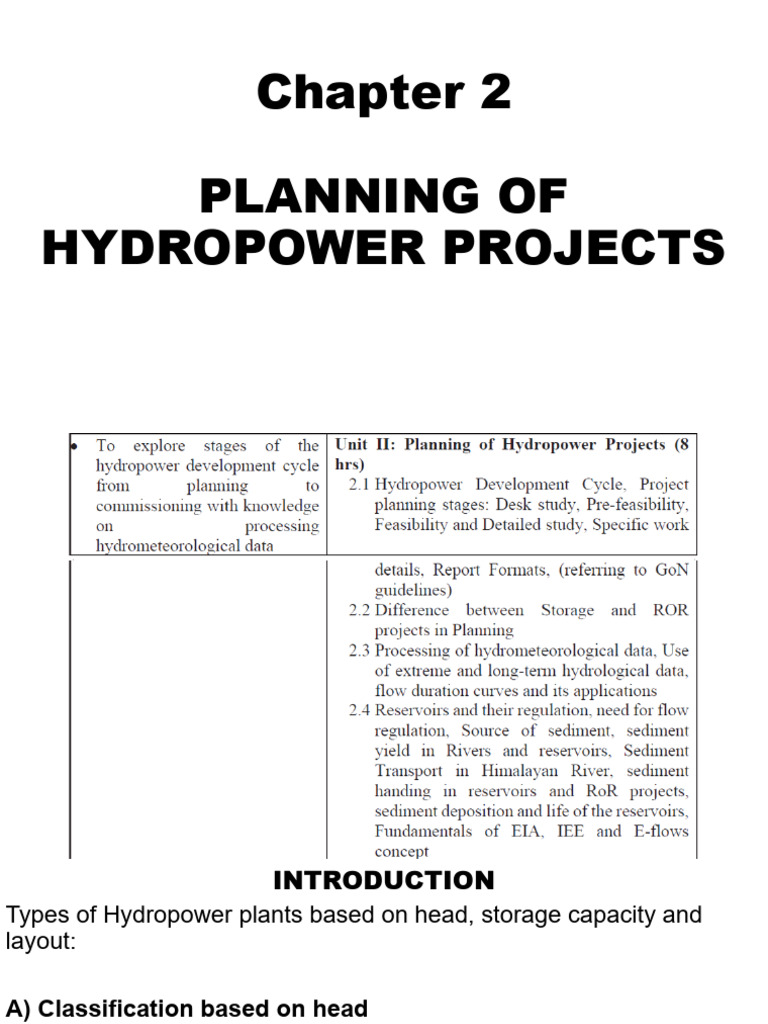 2. Planning of Hydropower Projects | PDF | Reservoir | Environmental ...