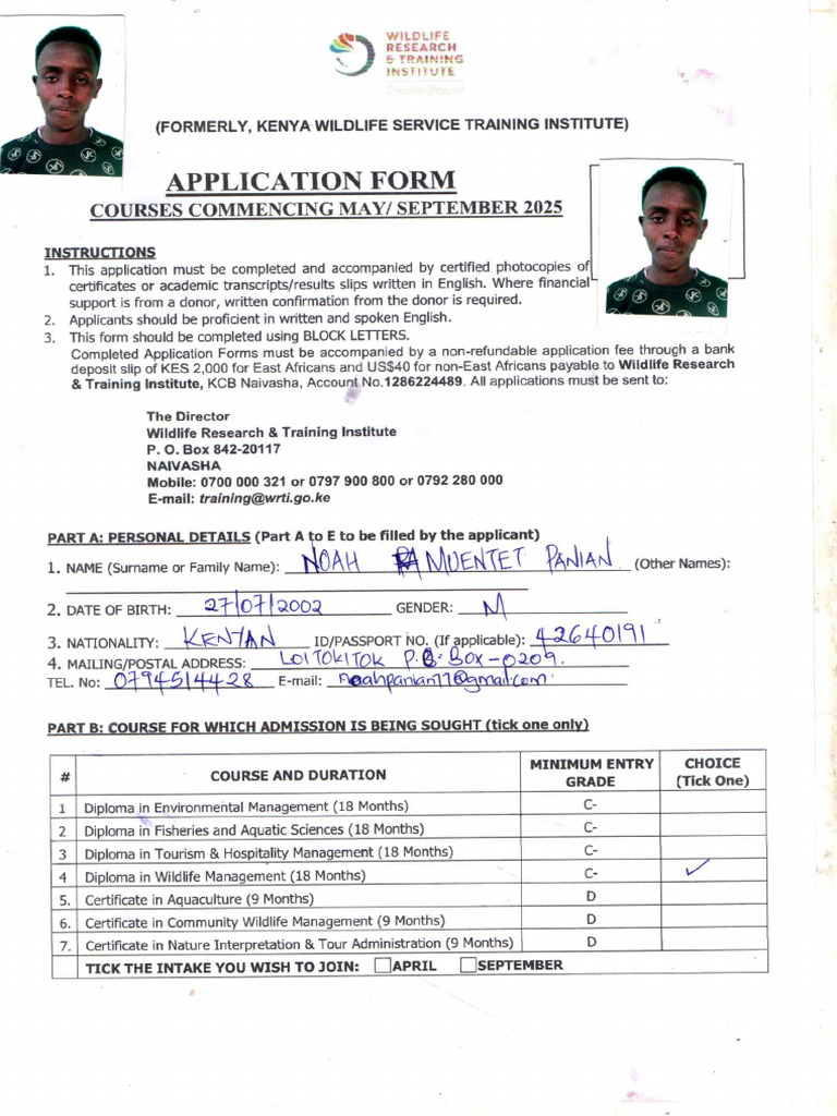 Noah Application Form 3 | PDF