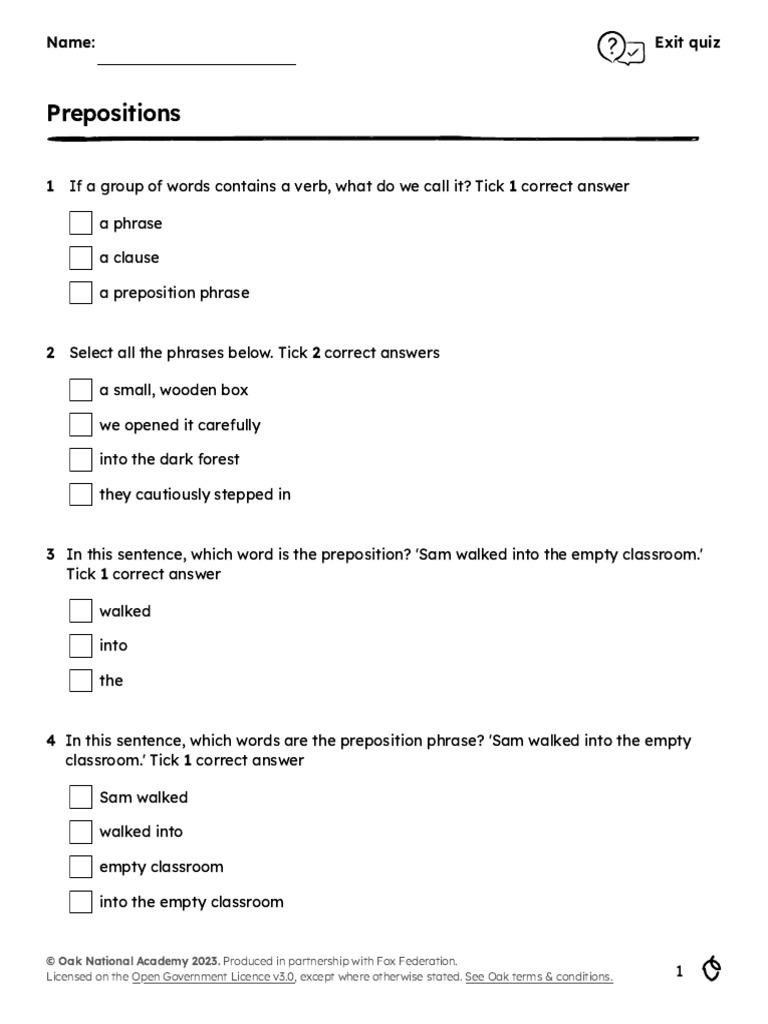 Exit Quiz Questions | PDF