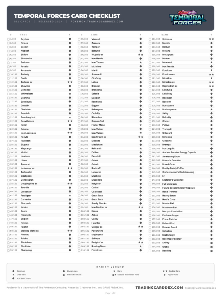 pokemon temporal forces card list english Temporal Forces Card List and Spoilers in  Joseph Writer Anderson Temporal Forces - Pokemon Card
