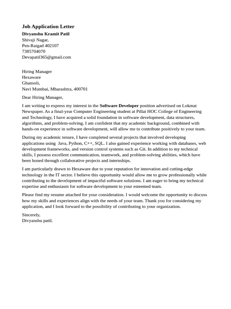 Job Application Copy | PDF
