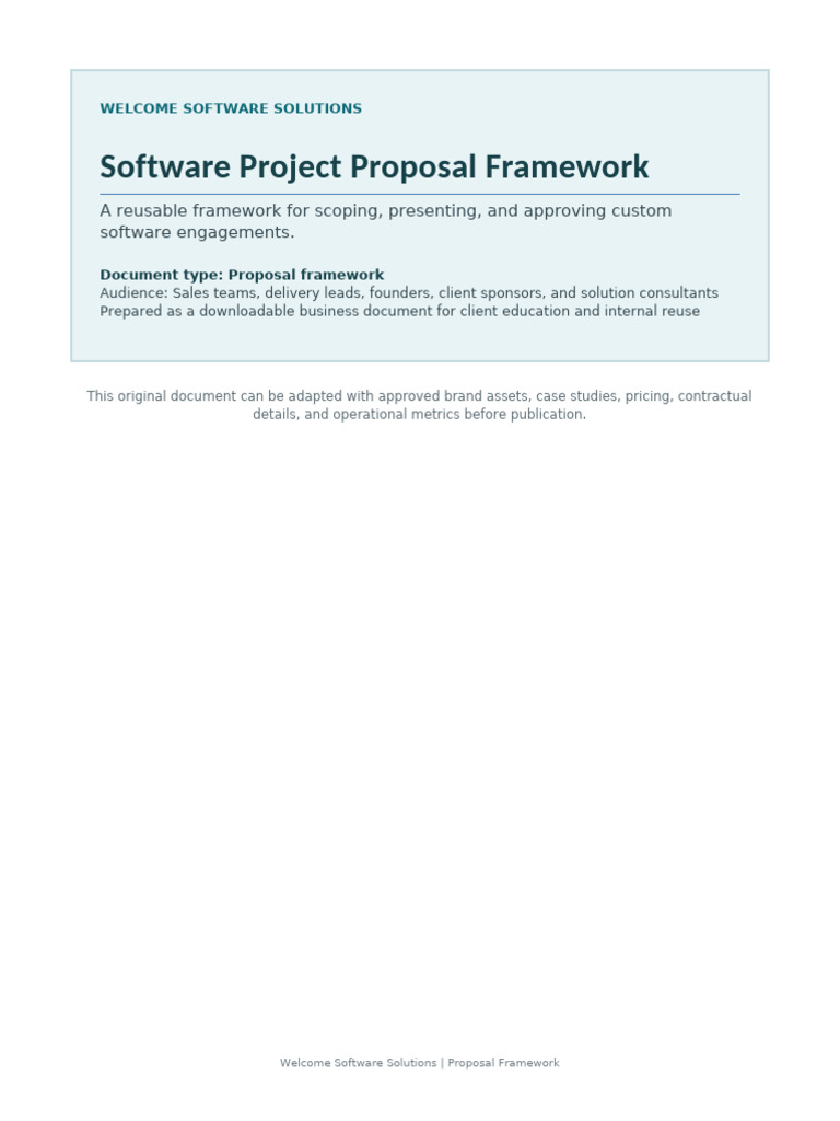10 Welcome Software Solutions Software Proposal Framework | PDF ...