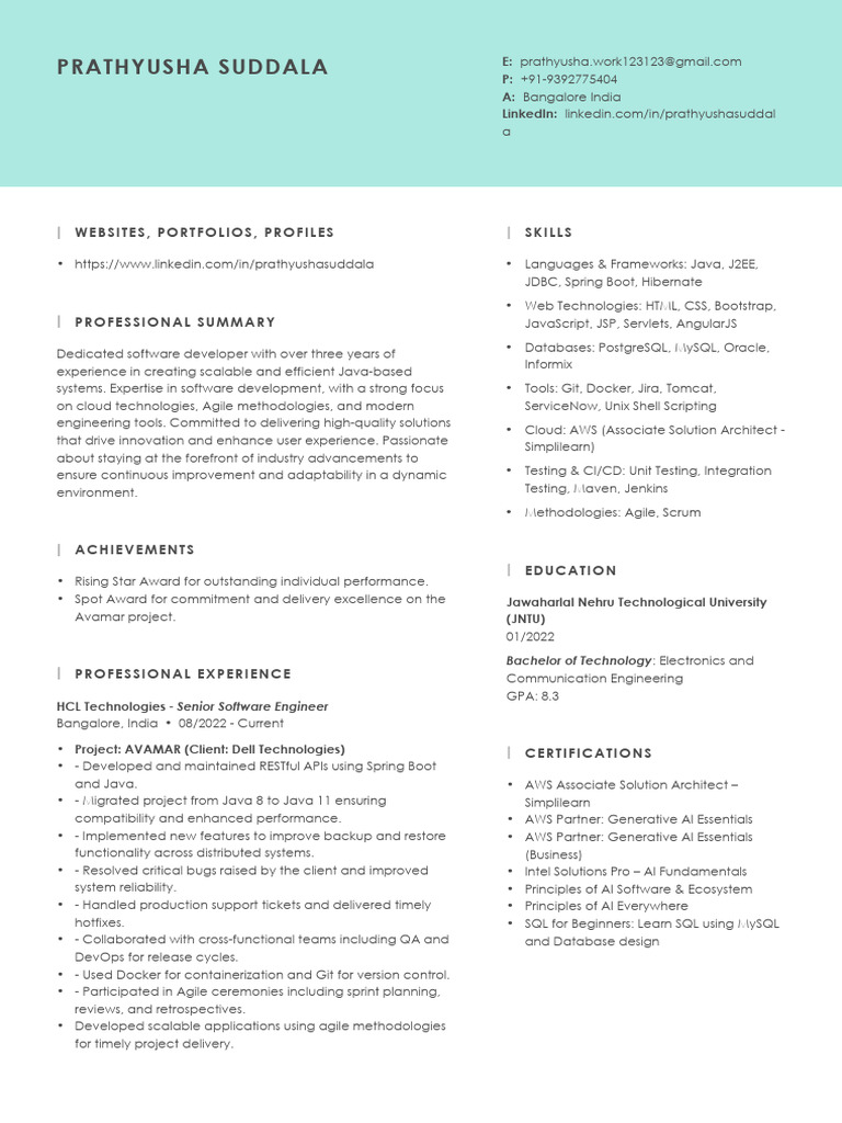 Prathyusha Suddala Resume (2) | PDF | Computing | Software Engineering