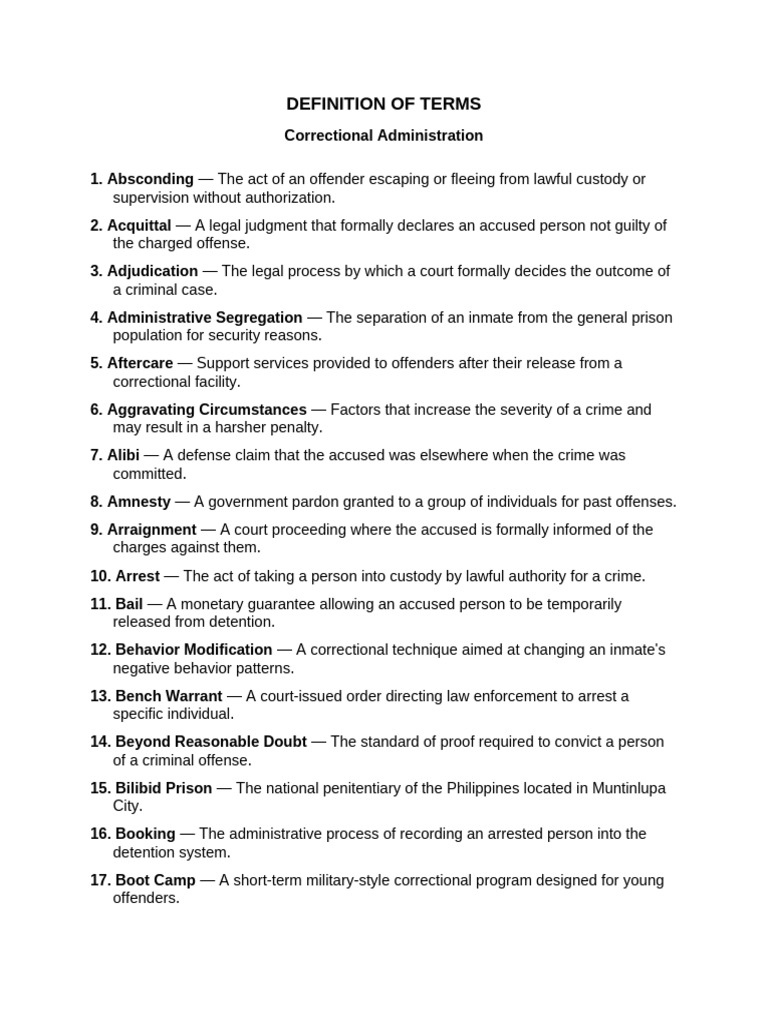 Def Terms Correctional | PDF | Prison | Probation