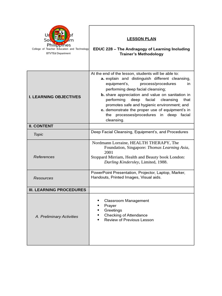 Lesson Plan Educ 228 | PDF | Cosmetics