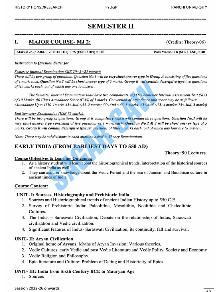 History MJ Paper 2c Early India to 550 BC | PDF