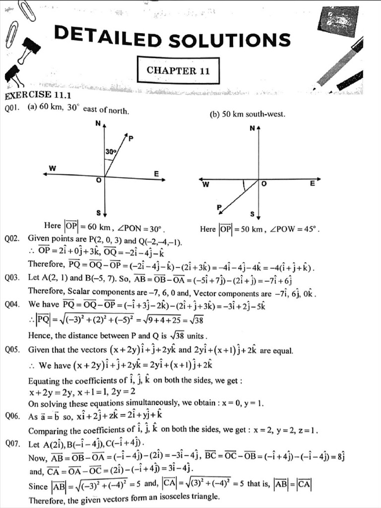 Solutions Chapter Vectors | PDF