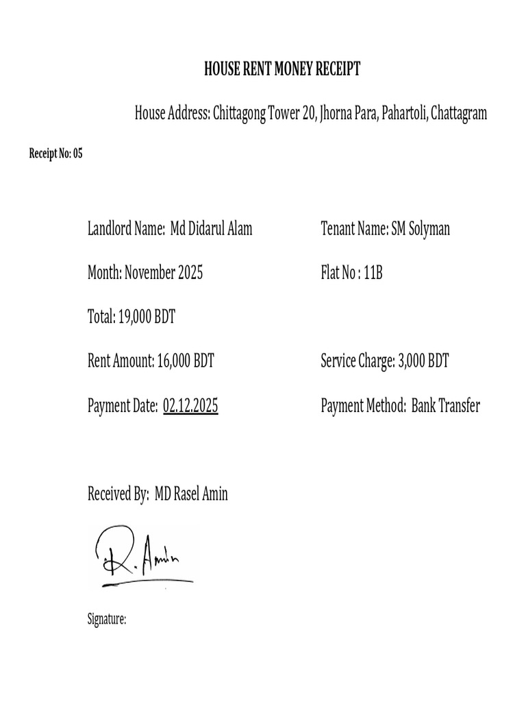 House Rent Receipt 11B | PDF