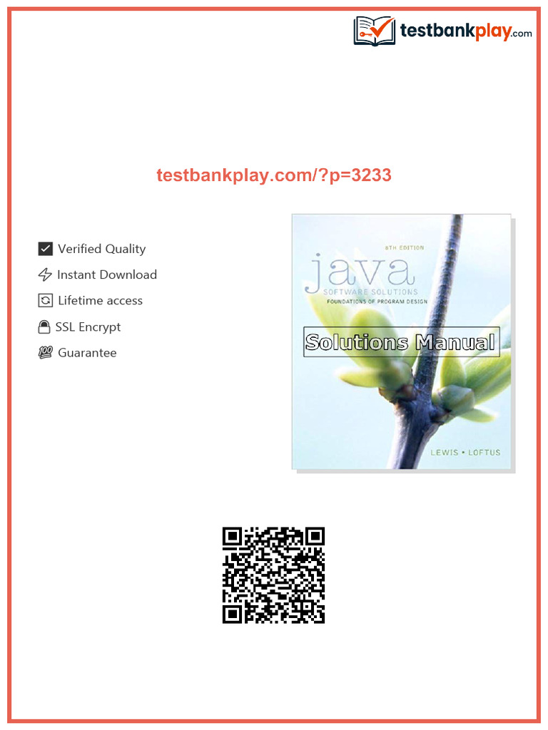 Java Software Solutions 8th Edition Lewis Solutions Manual available ...