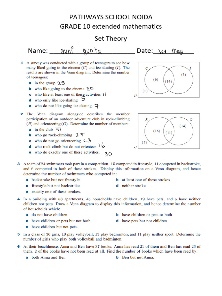 Word Problems - Venn Diagrams | PDF
