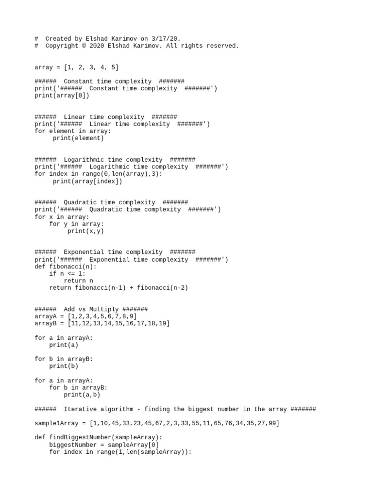 Time Complexity Workout | PDF