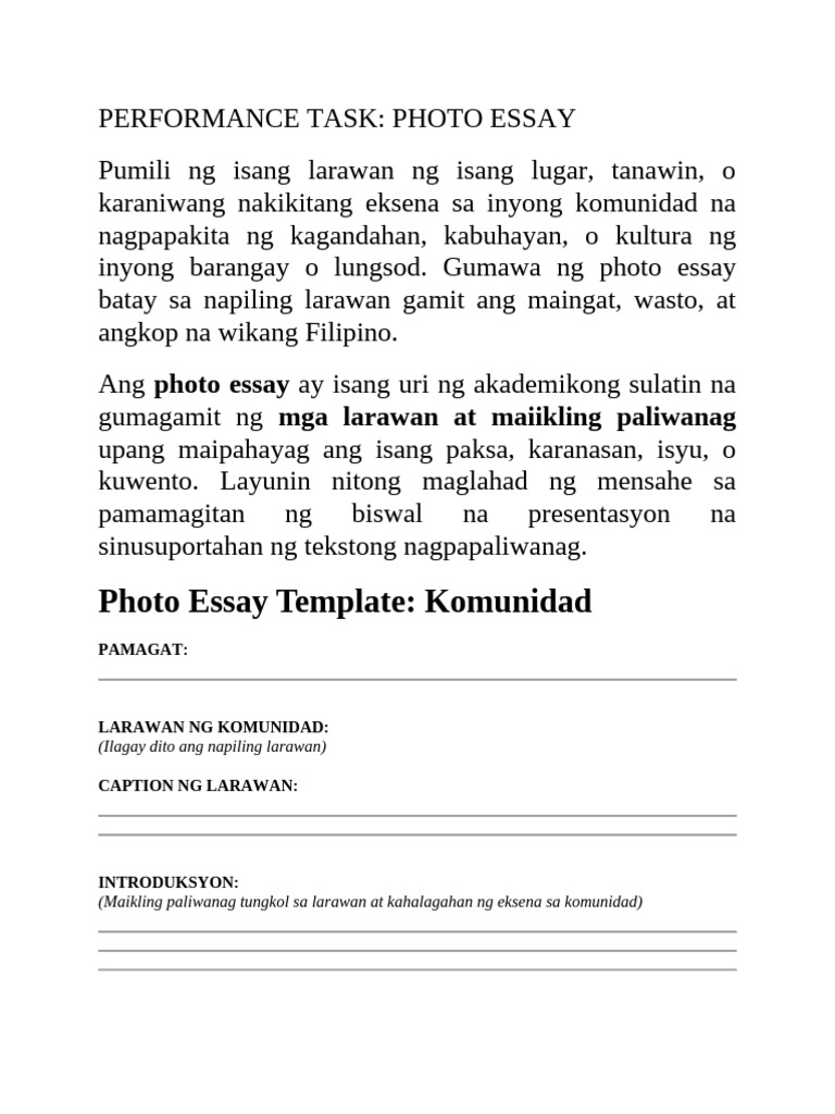Photo Essay Fil Ak Project | PDF