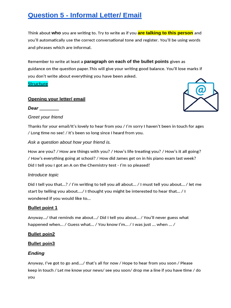 Summary of Informal Letters 1 | PDF | Linguistics