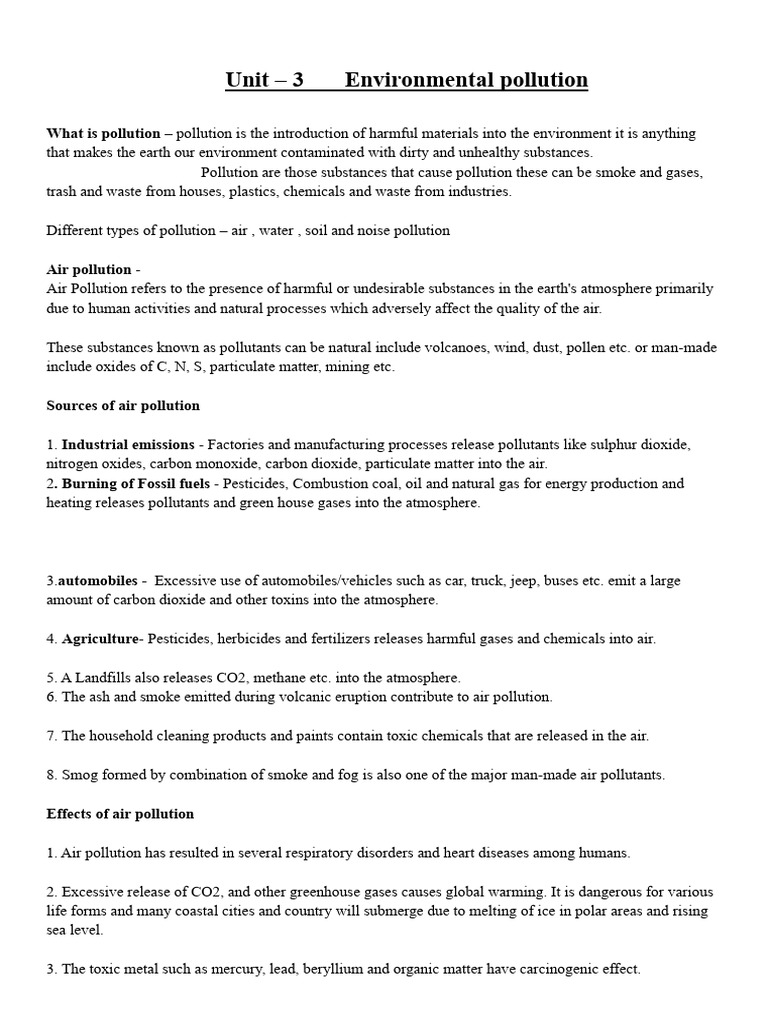 bsc unit 3 | PDF | Air Pollution | Water Pollution
