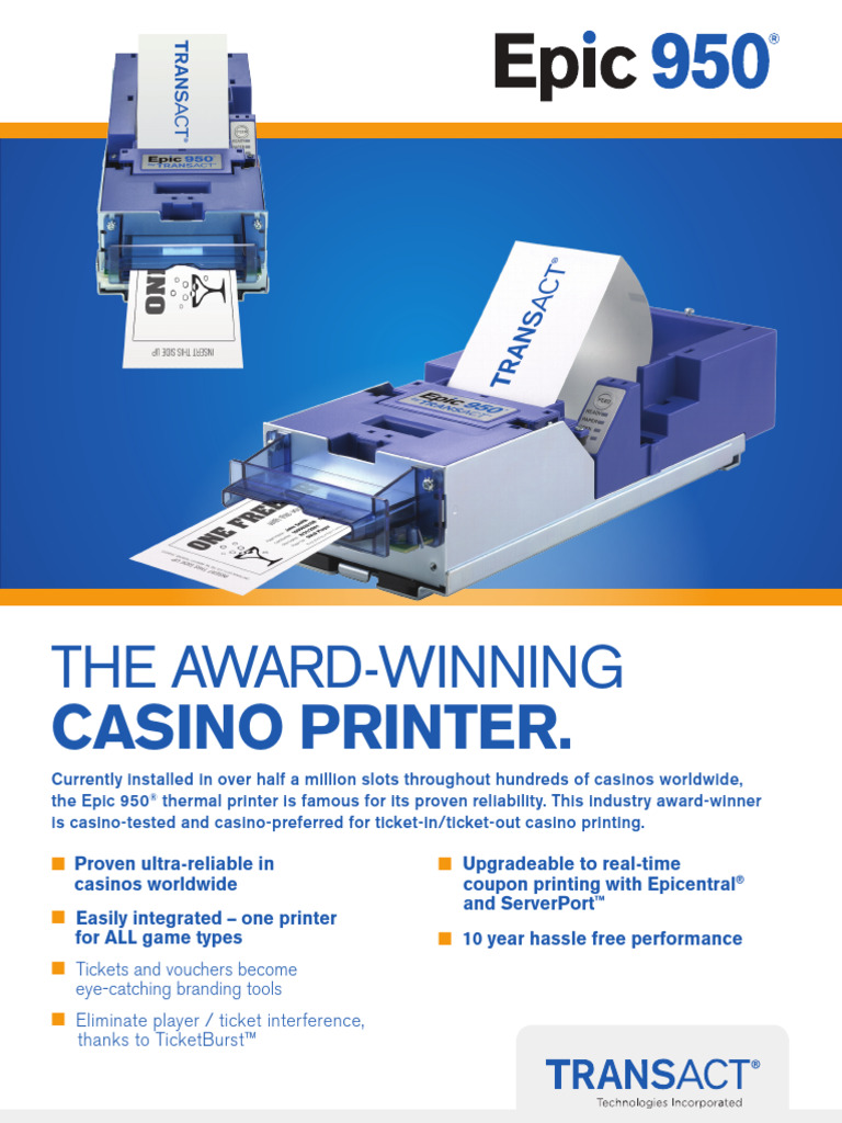 Transact Epic 950 Data Sheet | PDF | Printer (Computing) | Usb